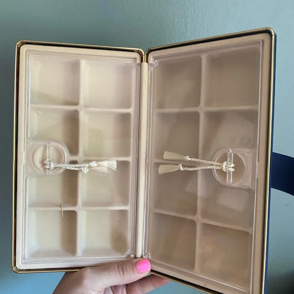 Beautiful navy floral hard shell jewelry organizer